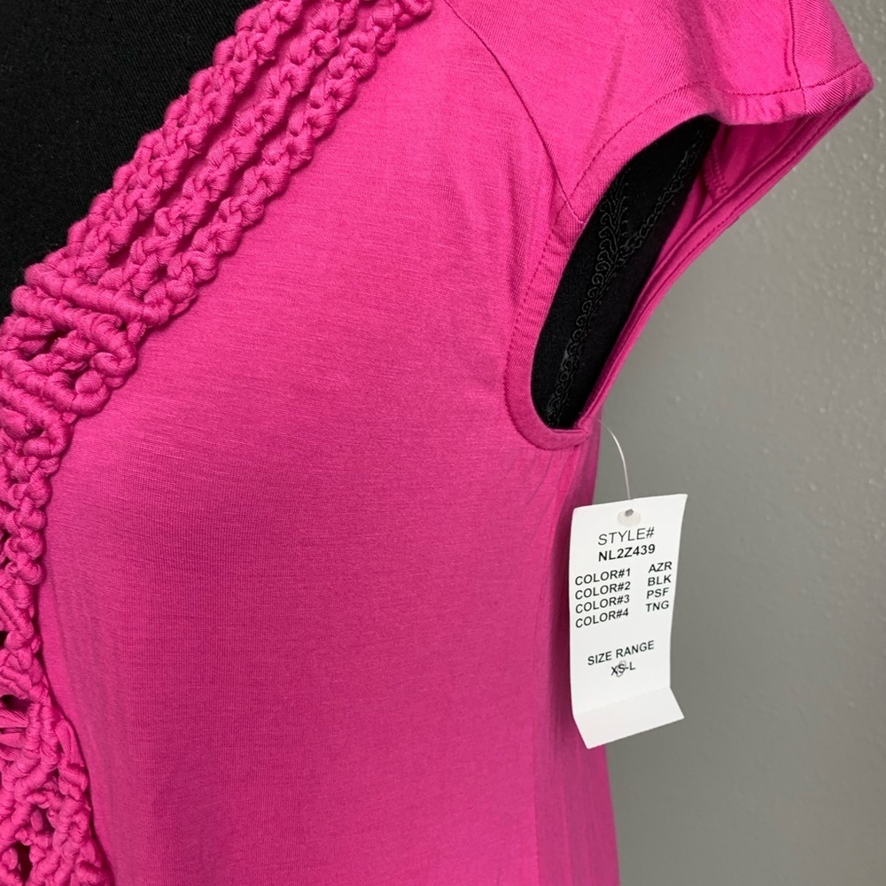 Nanette Lepore Macrame Pink Tunic Dress Size Small - Picture 16 of 17